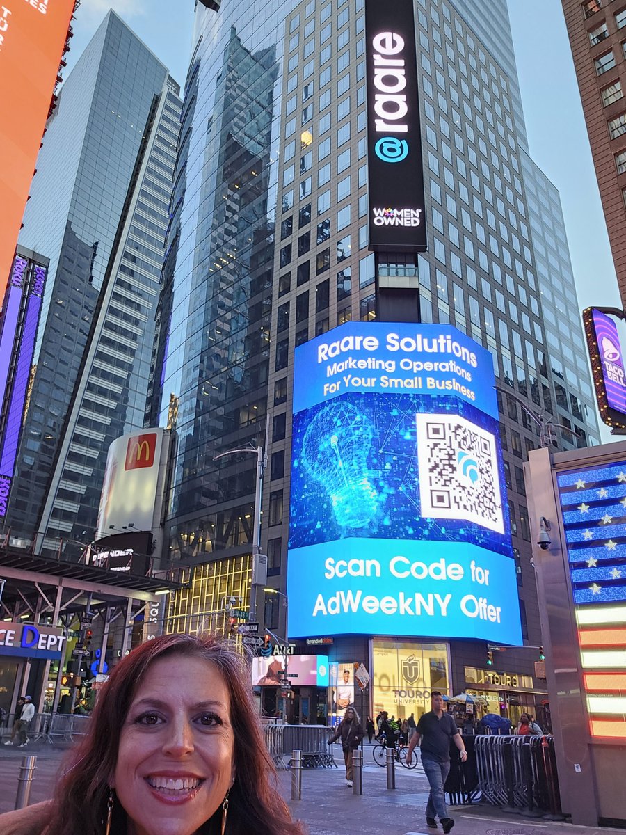 raare's tweet photo. If you are attending Ad Week New York, and happen to be passing through Times Square, see our ad at 7th and 43rd! And if you're here let's connect!

#AdweekNY23
#womanowned
#marketing
#enterprisingwomen https://t.co/ID0icV0rOg