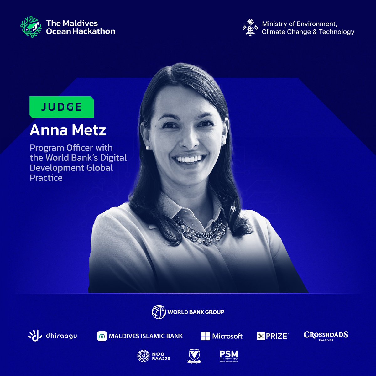 #JudgeIntro: Meet Anna Metz, a Program Officer at the World Bank's Digital Development Global Practice. She's a digital systems guru, advising governments in South Asia and Africa. Co-author of 'Identification Revolution.