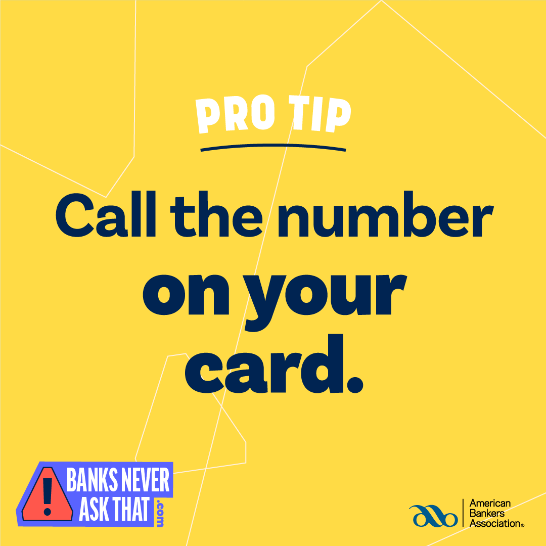 BayCoastBank's tweet photo. If you think an email, text, or call might be a scam, play it safe. Disconnect immediately, and instead call the number provided at the back of your card. Get more tips here: https://t.co/8Zlt2dHc2C  #BanksNeverAskThat https://t.co/XmI6oLA8oj
