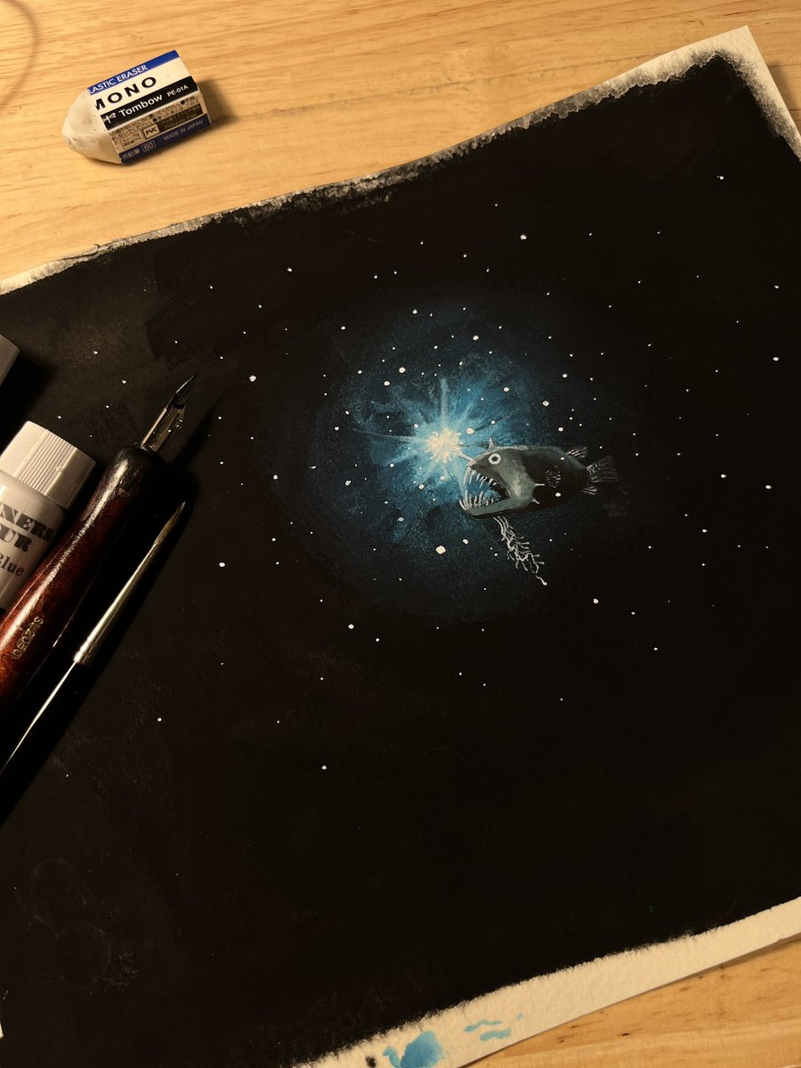 「新しい絵の具で試し描き。オニアンコウの一種。」|かわさきしゅんいちのイラスト