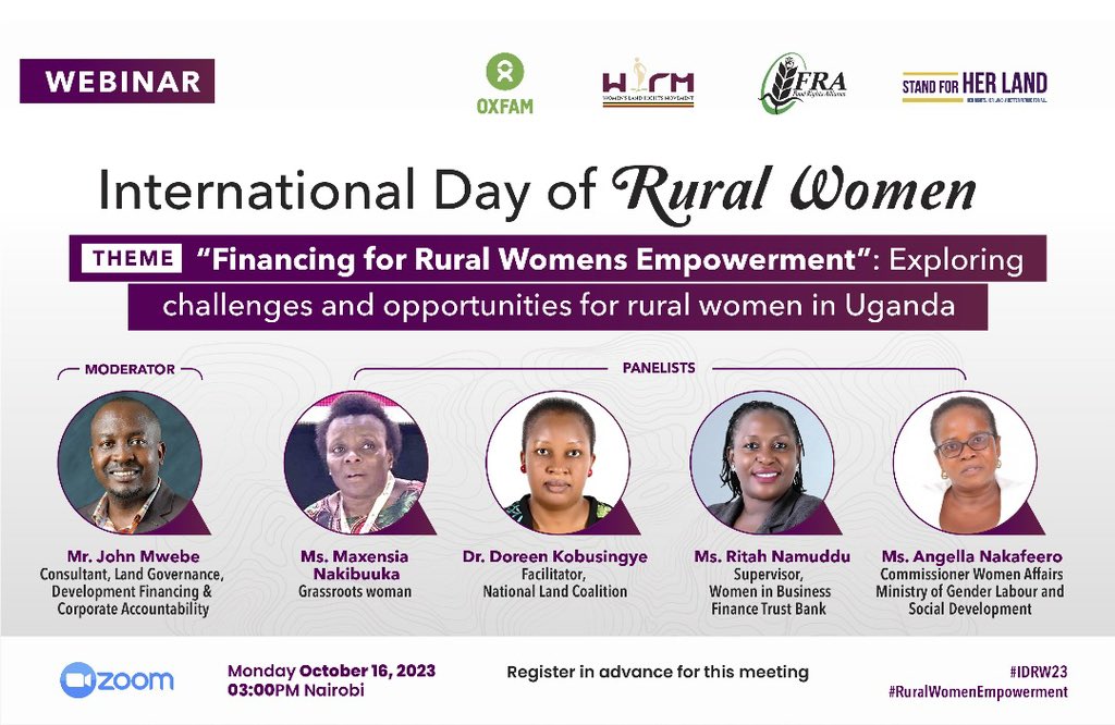 “Some crops are considered to be female crops and then we have male crops. Land rights are impacted on a women’s empowerment and financial security to make decisions”- Dr Doreen Kabusingye 

#IDRW23
#RuralWomenEmpowerment
#RuralWomensDay 
#S4HL