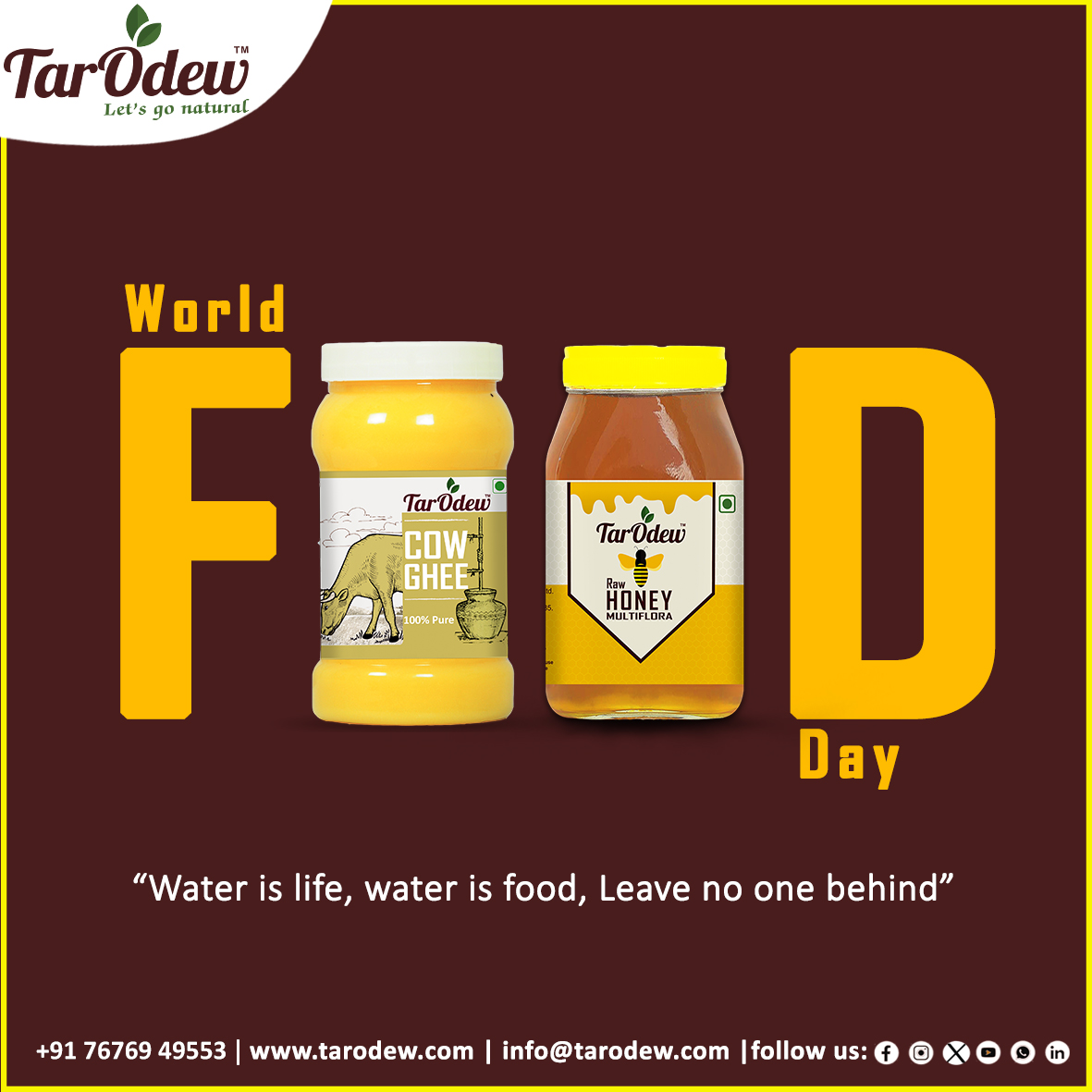 Tarodew2021's tweet photo. 🌍🌱 Celebrate #WorldFoodDay with Tarodew Nutrifoods Pvt. Ltd.! 🍏🍯

Discover the magic of natural, traditional, and wholesome food. 🌾 Our mission is to bring you the goodness of nature, supporting farmers and promoting healthier choices. 🥦

#HealthyLiving  #TarodewNutrifoods https://t.co/xHkdH0GhsJ