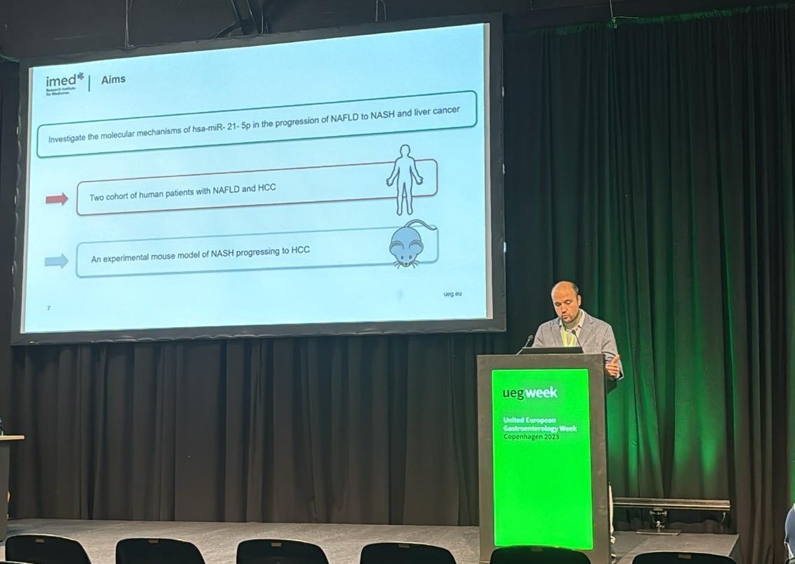 Delighted to have presented our findings at #UEGWeek2023 from our recently published paper 'miR-21-5p promotes NASH-related hepatocarcinogrnesis'
