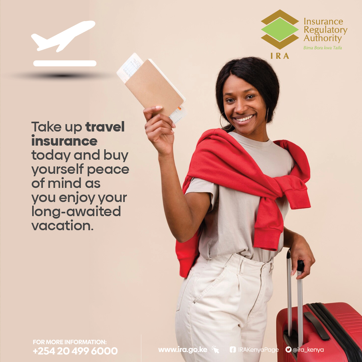 ira_kenya's tweet photo. Travel insurance provides much-needed peace of mind during your trips. While we all hope for the best, having a fallback plan can be a lifesaver if unexpected issues arise. Secure your travel with the right coverage &amp; embark on your journey with confidence. Consult your insurer. https://t.co/AfdcaM64wN