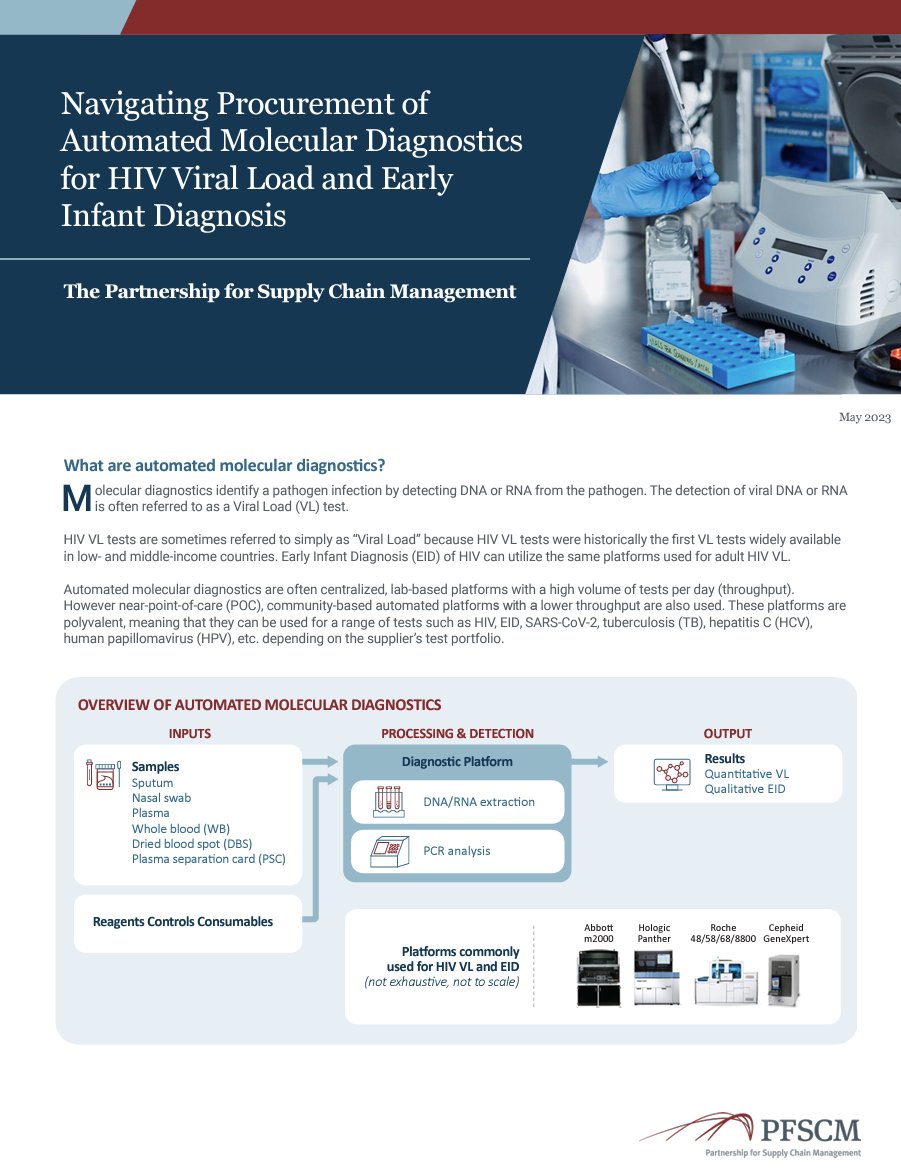 There is no one-size-fits-all mode of procurement that is best for all scenarios. This document outlines some key considerations and questions for navigating the procurement of Automated Molecular Diagnostics for HIV Viral Load and Early Infant Diagnosis. Understanding the key…