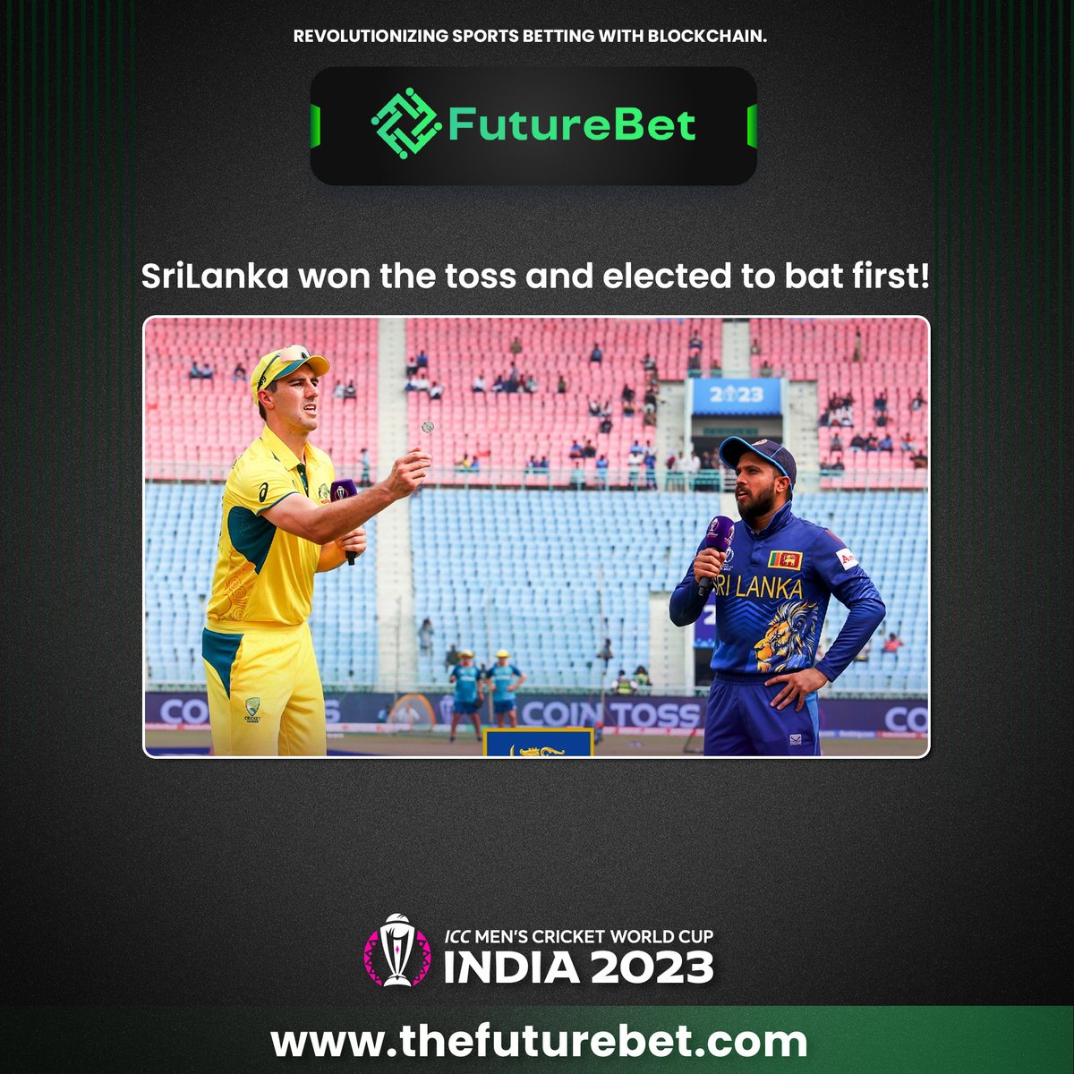 Sri Lanka won the toss and elected to bat first! #CWC23 #SLvAUS #LankanLions

#CWC23 #IndiaVsPakistan #INDvsPAK #ICCCricketWorldCup #trending #PakistanCricketTeam  #ViratKohli #Australia