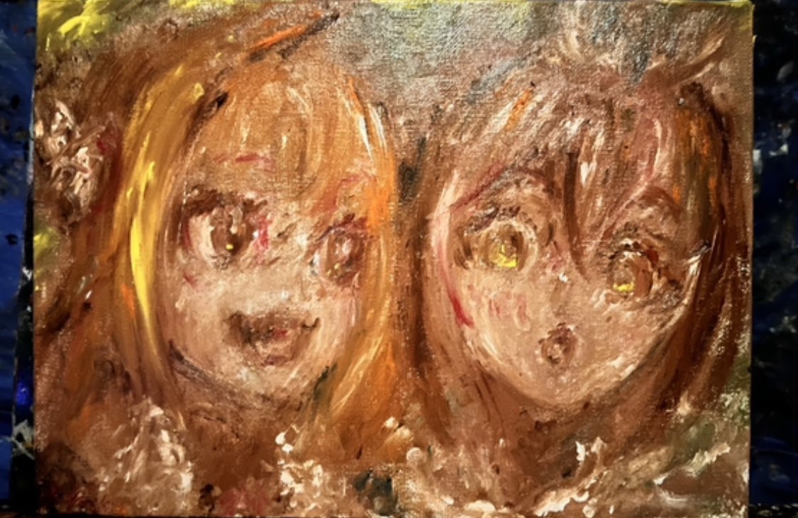 「#桐生コ個展4 まで残り4日 ②ルイココ ファウココiRycoco mumeco」|クユウチ🐉🍷🖕🖋vの油絵画家のイラスト