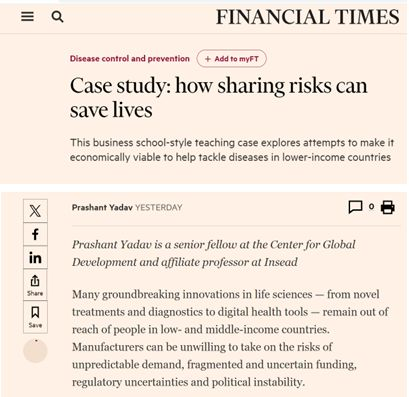 A new mini-case in @FT re risk sharing & volume guarantees as a tool to enable global life science companies to better serve underserved markets. It explores some of the decision dilemmas faced by @MedAccessCEO in its next phase of growth. Thanks @AJack on.ft.com/3Q0aSgs