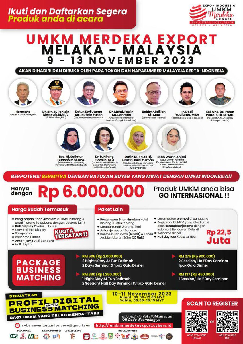 MithaqulR's tweet photo. EXPO - INDONESIA
SMALL STEPS GLOBAL REACH 

Ikuti &amp; Daftarkan Segera Produk Anda Di Acara 

"UMKM MERDEKA EXPORT MALAKA - MALAYSIA"

Pada tanggal 09-13 November 2023

Hanya dengan Rp. 6.000.000
PRODUK UMKM ANDA BISA GO INTERNASIONAL https://t.co/J4mpO0GMjK