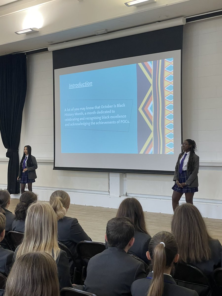 worthinghighdc's tweet photo. We are very proud of two of our prefects, Symone and Gloria, for presenting last week’s brilliant assemblies on Black History Month. #BlackHistoryMonth #inclusion #studentvoices #diversity https://t.co/yG1xaYaSWU
