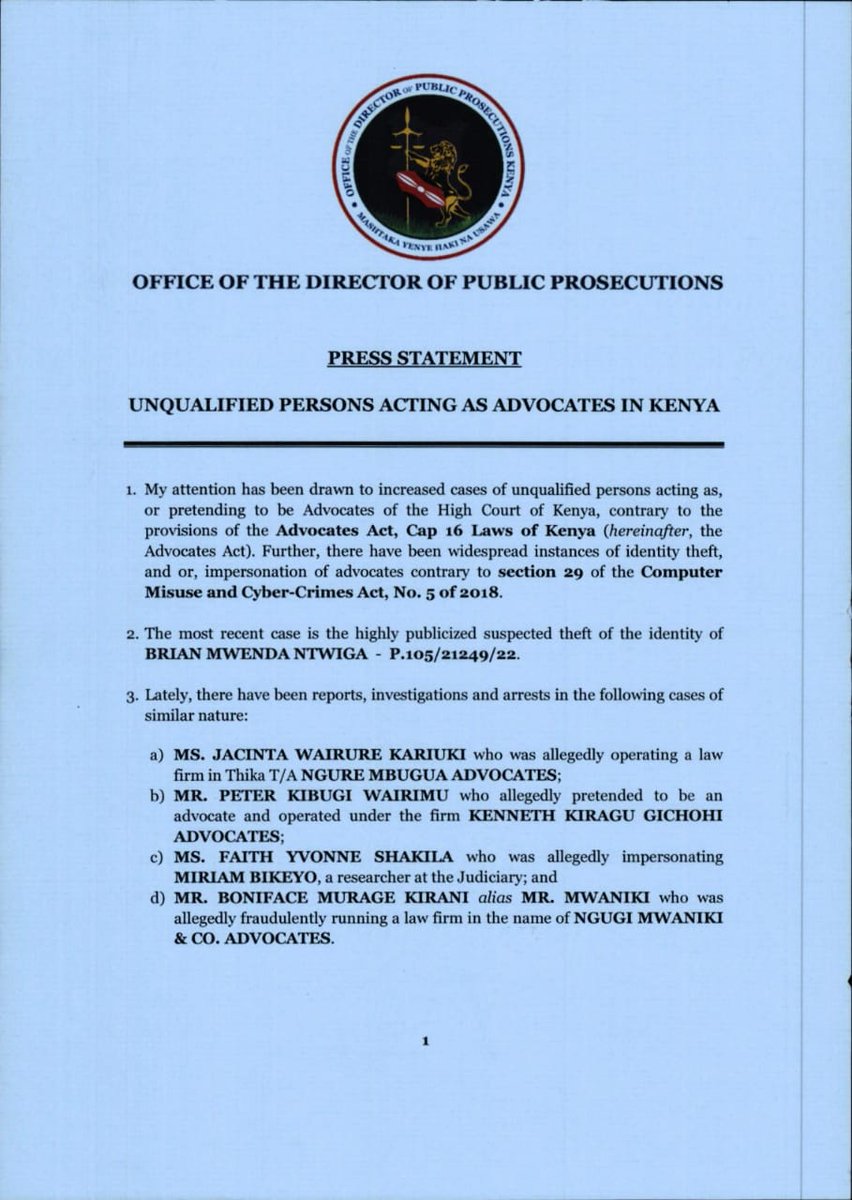 Kuimashaah's tweet photo. LSK has the moral and legal obligation to effectively arrest of Brian Mwenda Njagi if he seen anywhere in public
#LSKDelivers
Fake Lawyers Crackdown https://t.co/XwL4MDbswb