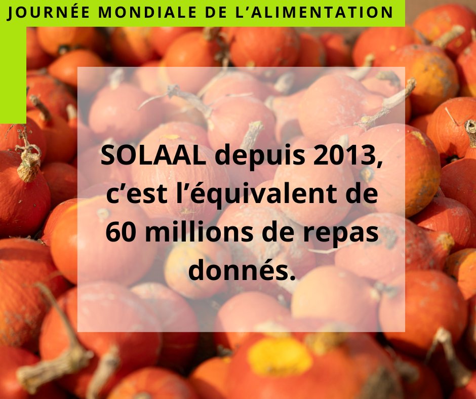 [Journée mondiale de l'alimentation] Depuis 2013, SOLAAL grâce au #DonAgricole c'est l'équivalent de 60 millions de repas donnés pour les associations d'aide alimentaire.