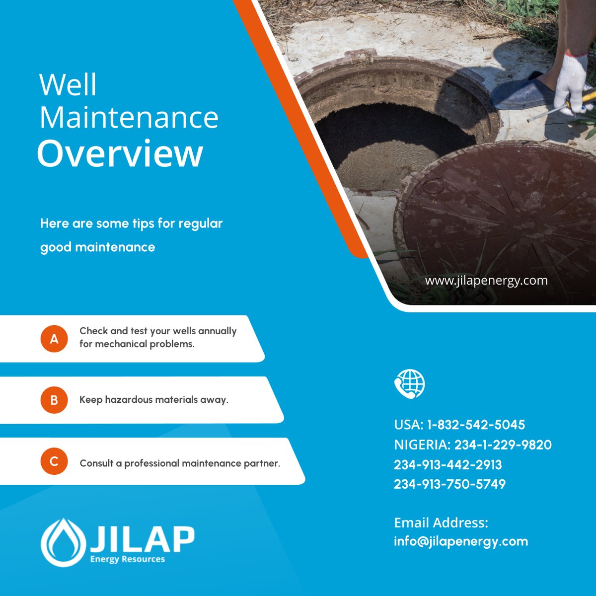 jilap_energy's tweet image. Check out the steps on how you can help protect your well, according to the National Ground Water Association here: tinyurl.com/3wmkc9mz

#RichmondTX #WellMaintenance #OilAndGasSolutions