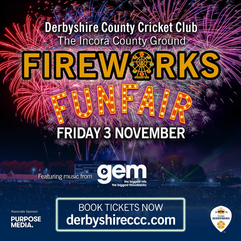 DerbyshireCCC's tweet photo. 𝐄𝐀𝐑𝐋𝐘 𝐁𝐈𝐑𝐃 𝐓𝐈𝐂𝐊𝐄𝐓𝐒: 𝐒𝐎𝐋𝐃 𝐎𝐔𝐓!

Early Bird Tickets for Fireworks Night &amp; Fun Fair have sold out! 

𝘼𝙙𝙫𝙖𝙣𝙘𝙚𝙙 𝙏𝙞𝙘𝙠𝙚𝙩𝙨 𝙖𝙧𝙚 𝙨𝙩𝙞𝙡𝙡 𝙤𝙣 𝙨𝙖𝙡𝙚! 🎟

Buy now to save! ⤵