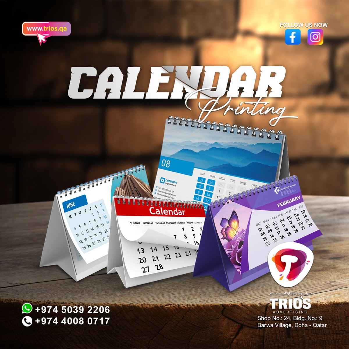 TriosAdver83576's tweet photo. Trios Advertising in Qatar offers professional #calendar printing services.
#calendarprinting #2024calendar #dohaupdates #تقويم #الطباعة #تصميمات #الدوحة https://t.co/XEbiSbU32k