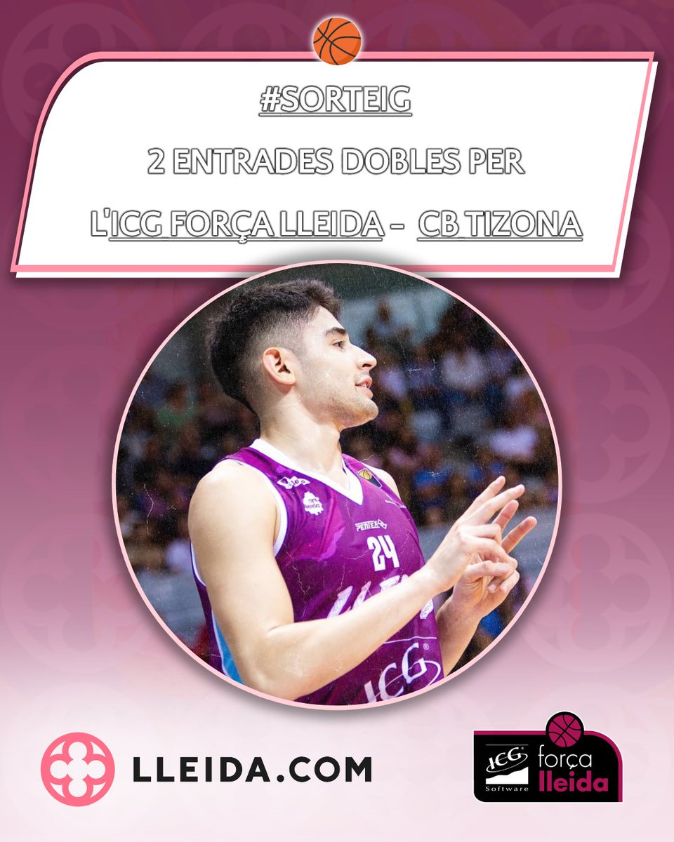 Lleidacom_ag's tweet photo. 🏀 #SORTEIG | Regalem 2 ENTRADES DOBLES pel #ForçaLleida - CB Tizona! ⬇️
1️⃣Like❤️+RT🔃
2️⃣Menciona/comenta amb qui hi aniries
3️⃣Segueix @Lleidacom_ag, @lleidacom i @flleida
🍀Tancament dijous 19/10 (11h)
🔗Més info i bases: https://t.co/ZUU3XBg3pP https://t.co/HrSyO5eWCT