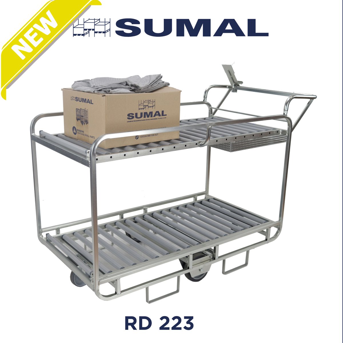 SumalSLU's tweet image. 🇪🇸 RD 223 es un carro picking y preparación de pedidos con camino de rodillos a 2 alturas. Su ergonomía evita lesiones y previene el TMS (Trastornos Musculoesqueléticos): buff.ly/3PZgQhn

#SUMAL #rollcontainer #rollcontainer #carrolavanderia #hospitallaundry #TMS