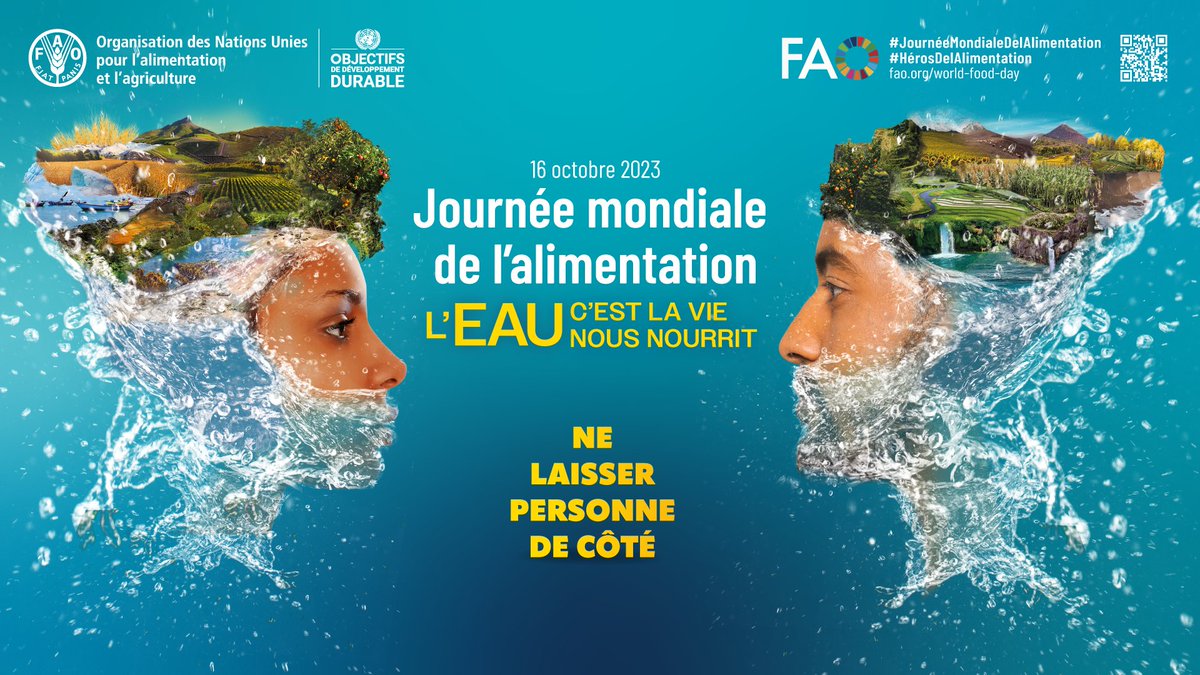 L'💧c'est la vie, l'💧c'est la nourriture. Ne laissez personne de côté. 
Nous commémorons aujourd'hui la Journée Mondiale de l'Alimentation.

  #AgirPourlEau #JournéeMondialeDelAlimentation
@onubf