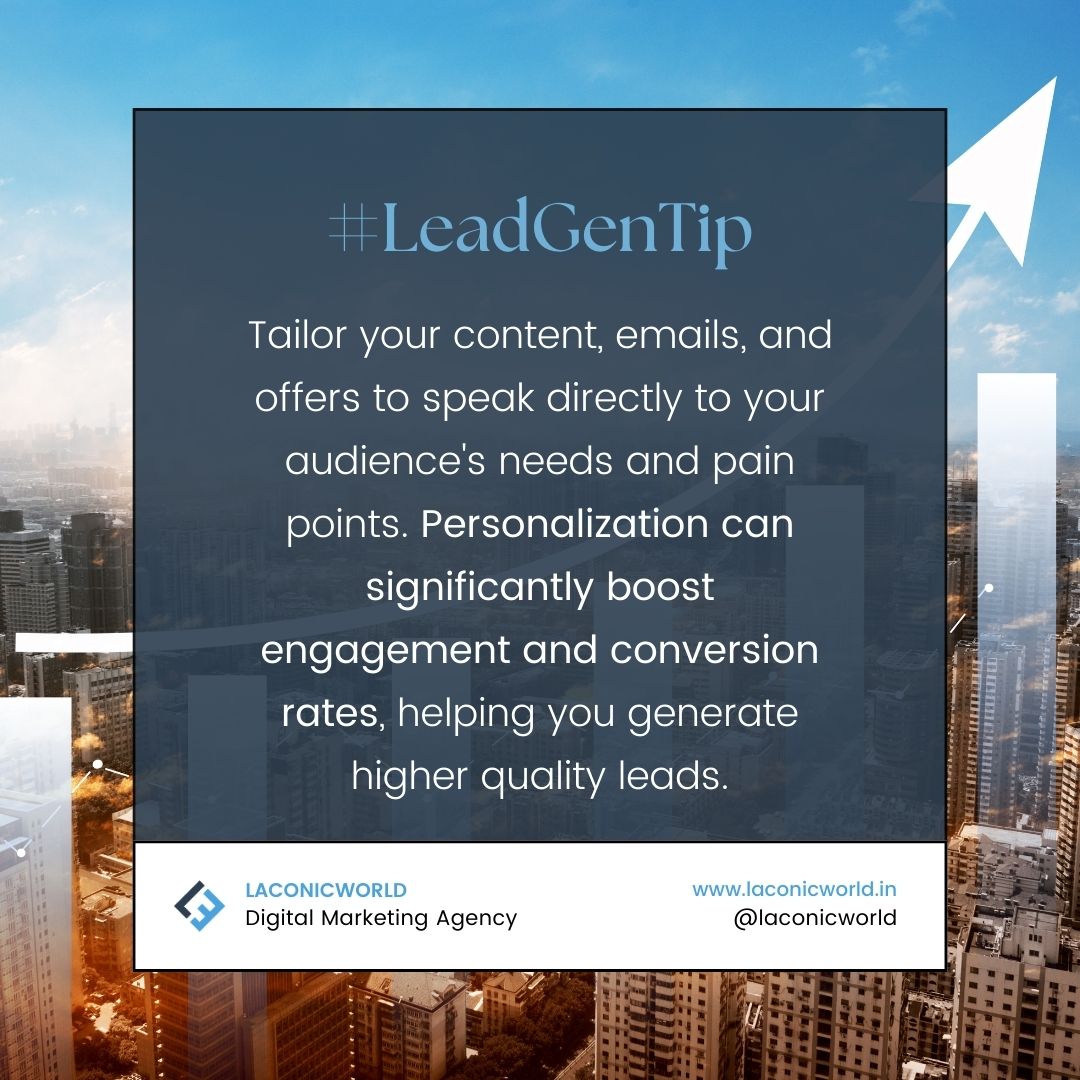 LaconicWorld's tweet photo. Personalize to Maximize! 🎯✨
Personalization is a key strategy for making your lead generation efforts more effective.

#leadgen #leadgenerationservice #businessleads #qualityleads #MQLs #SQLs https://t.co/4XYC8NukiL