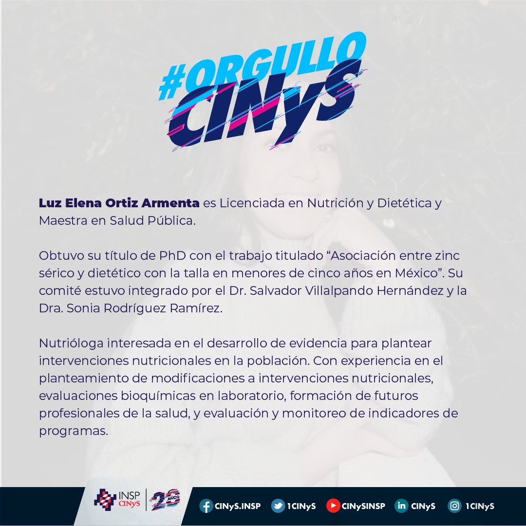 ¡Muchas felicidades a @nEnIsEL por su titulación del Doctorado en Nutrición Poblacional de la Escuela de @SaludPublicaMx-@inspmx 🎓! Nuestro reconocimiento a ella y a su comité, el Dr. Salvador Villalpando Hernández y la Dra. Sonia Rodríguez Ramírez. #OrgulloCINyS #OrgulloINSP