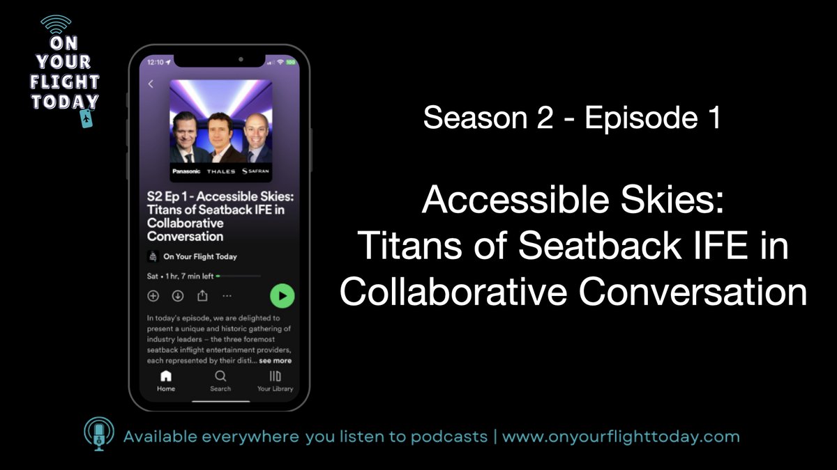 🎙️Kicking off S2 with a groundbreaking episode. In an unprecedented move, we've brought together the 3 major players in #Inflight Entertainment, <a href="/PanasonicAero/">Panasonic Avionics</a> , <a href="/thalesgroup/">Thales Group</a> &amp; <a href="/SAFRAN/">Safran</a>  to discuss a topic of utmost importance – #accessibility. #podcast