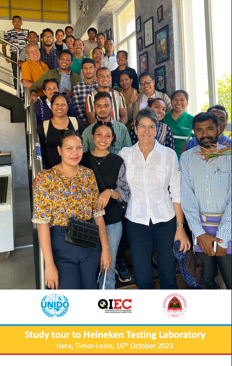 The UNIDO team and participants of the training “Fundamentals in standardization, conformity assessment, and accreditation” visited the HEINEKEN laboratory in its factory facility in Hera, Dili, Timor-Leste on October 16, 2023. 

#QualityInfrastructure #nationalcalibrationlab