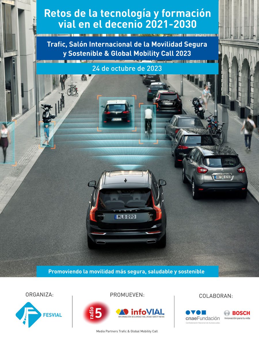 ¿Quieres saber cuáles son los retos de la tecnología y la formación vial en el decenio 2021-2030? Ven a vernos a @trafic_ifema & @Globalmobcall el 24 de Octubre Promovido por @radio5_rne e @INFOVIAL3 con la colaboración de @InfoCnae y @BoschEspana ✍️👉jornadas.fesvial.es