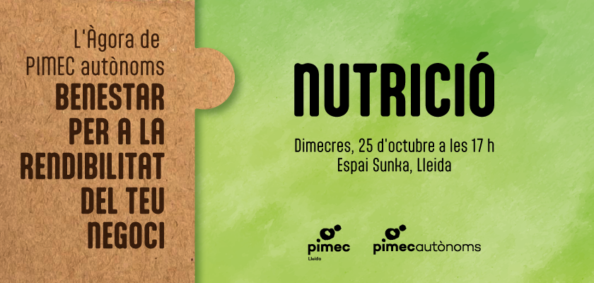 Ets autònom i mires per la salut del teu negoci❓I per la teva❓

➡️Amb el suport de <a href="/treballcat/">Treball</a>, parlem de #nutrició en el marc del cicle de trobades L'Àgora de #PIMECAutònoms.

T'ajudem a descobrir estratègies simples per cuidar-te ‼️

tinyurl.com/22esbwne

#benestarAutònoms