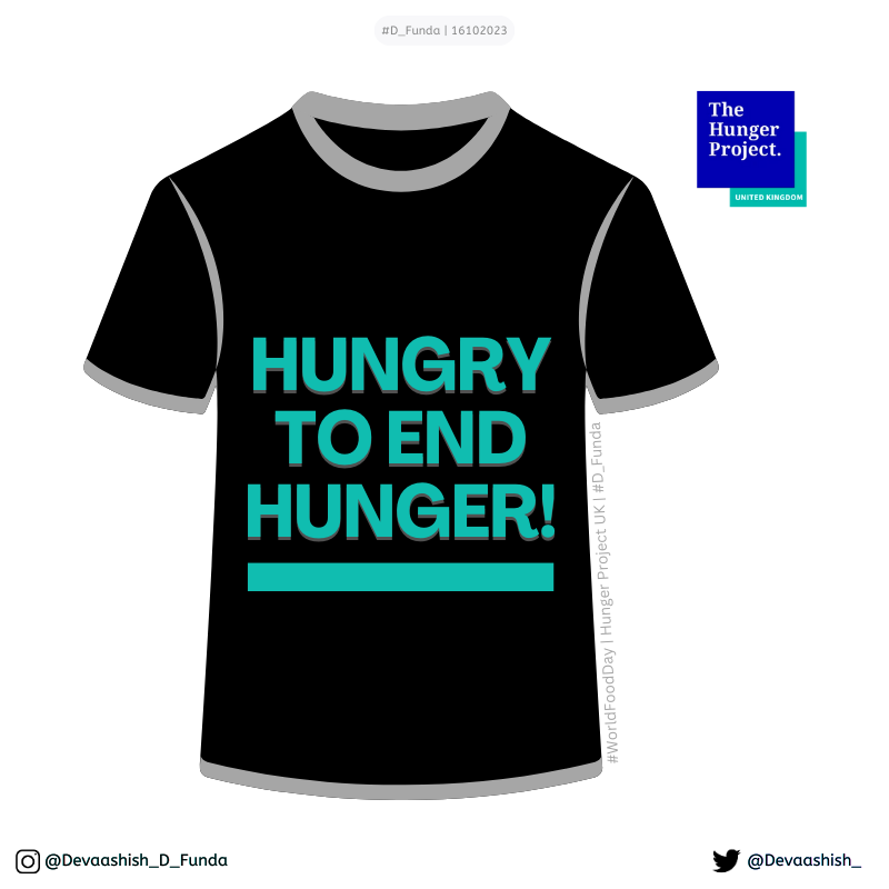 Devaashish_'s tweet photo. Today's @OneMinuteBriefs for #WorldFoodDay is to create t-shirt designs that bring to life
@HungerProjectUK's vision of a world without hunger.
🧵1
#D_Funda
Starting this off with a t-shirt message of being:
Hungry to end Hunger!
_
#punD #adsD #worDplay #designD #WFD2023 https://t.co/SlBlV2CDOb