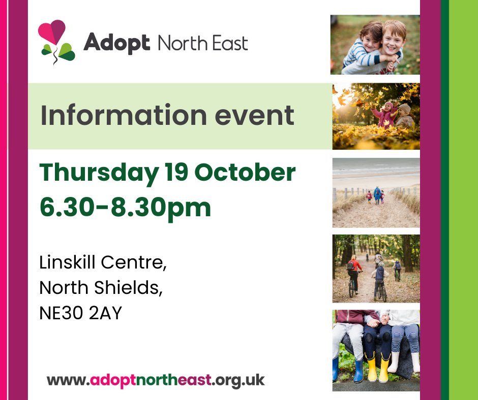 North Tyneside Council (@ntcouncilteam) on Twitter photo It’s National Adoption Week! 📢
<a href="/AdoptNorthEast/">AdoptNorthEast</a> is hosting a special National Adoption Week information event from 6:30pm this Thursday (19 October) at the Linskill Centre in North Shields.
Sign up👉tinyurl.com/3sr592fk It’s National Adoption Week! 📢
<a href="/AdoptNorthEast/">AdoptNorthEast</a> is hosting a special National Adoption Week information event from 6:30pm this Thursday (19 October) at the Linskill Centre in North Shields.
Sign up👉tinyurl.com/3sr592fk