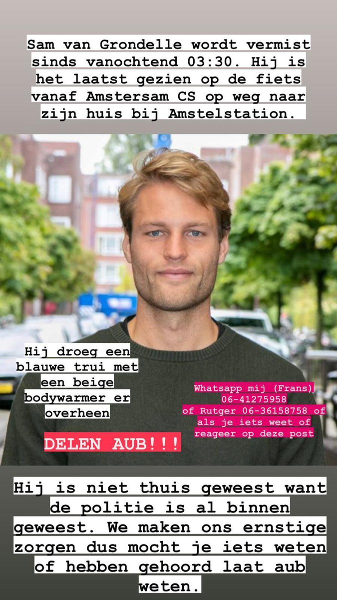 Heeft iemand Sam gezien? Delen graag!