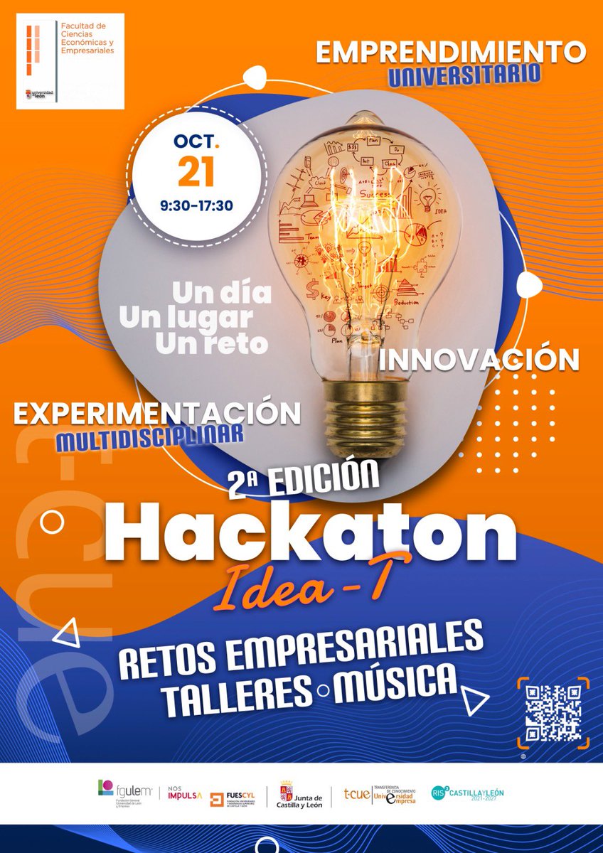 Resuelve retos empresariales en el próximo 👉🏻 Hackaton de innovación idea-T ULE este 21 de octubre con:

🔸 @DecathlonES 
🔸 Hosteleón
🔸 @Leasba 
🔸 @mAbxience 

Una actividad que organizamos junto con @FGULEM 

Apúntate aquí 👉 fgulem.unileon.es/fgulem/curso.a…