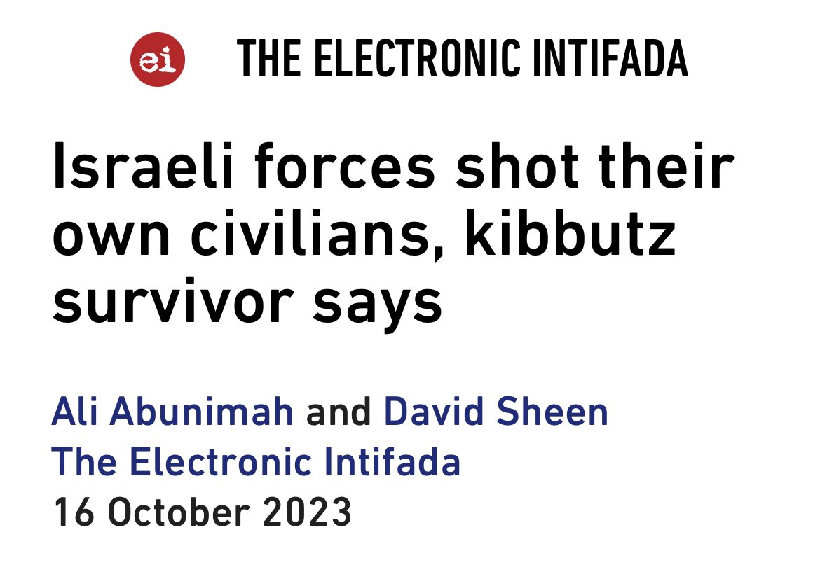 AbuHafsah1's tweet photo. “An Israeli woman who survived the Hamas assault on settlements near the Gaza boundary on 7 October says Israeli civilians were “undoubtedly” killed by their own security forces.” https://t.co/i1SqnLjS0j