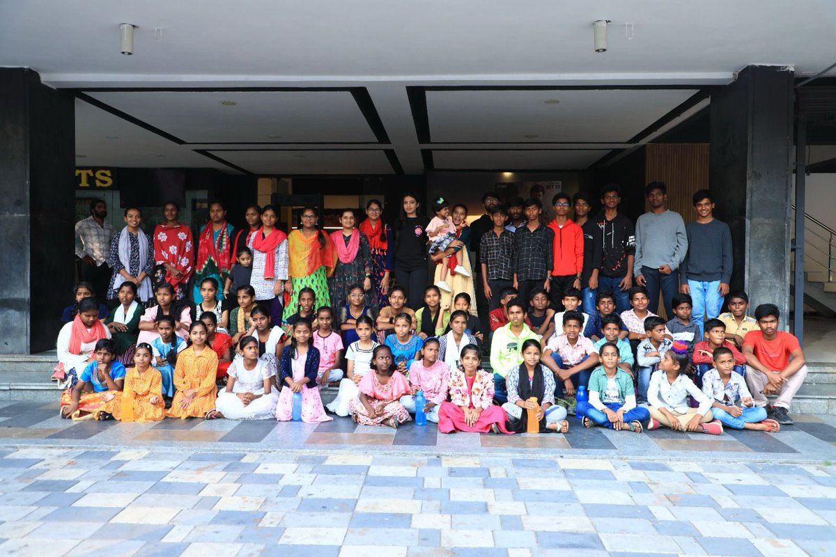 venupro's tweet photo. Young producer #HaarikaSuryadevara arranged and watched blockbuster #MAD along with Helping Hands Humanity Boys and Girls Home &amp; spent some quality time with them. ✨
#BlockbusterMAD in cinemas near you! 🥳
@kalyanshankar23 @vamsi84 #SaiSoujanya  @SitharaEnts @Fortune4Cinemas https://t.co/NWCwgkrVqw