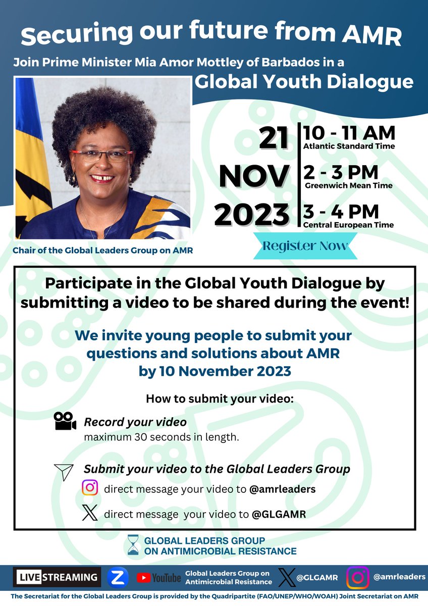 #Youngpeople are you interested in the fight against #AMR? Do you have questions or ideas for #AMR action? The Global Youth Dialogue on #AMR wants to hear from you! Submit your video and questions via the details below 👇#Youngpeople #Youth #AMR #antimicrobialresistance