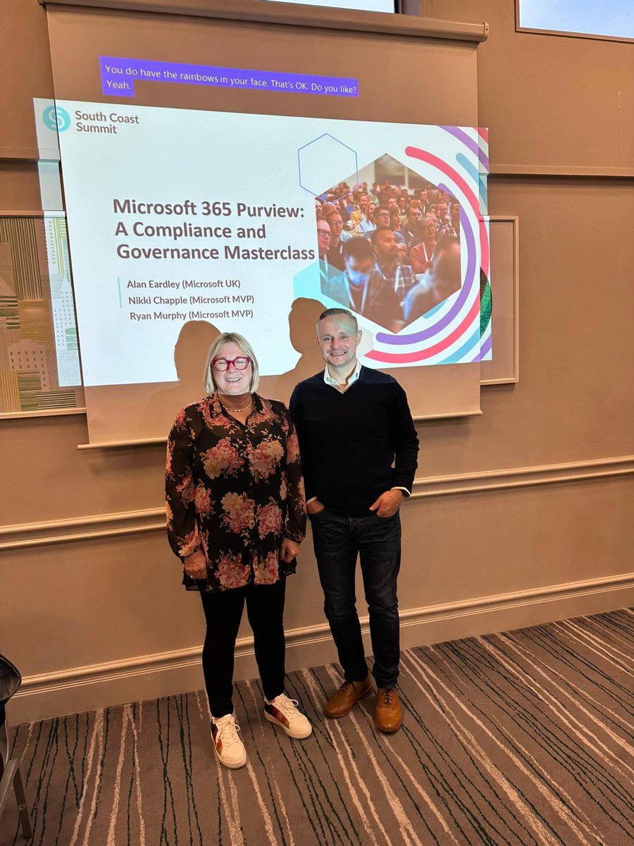 RyanJohnMurphy4's tweet photo. What a brilliant day at South Coast Summit - A Microsoft Cloud Technology Conference. Delivering an M365 Compliance Master Class with Al Eardley and Nikki Chapple. Thanks to everyone who participated, it was a fantastic session! #laughsandlearning #scs2023 https://t.co/tpsmnwNGSc