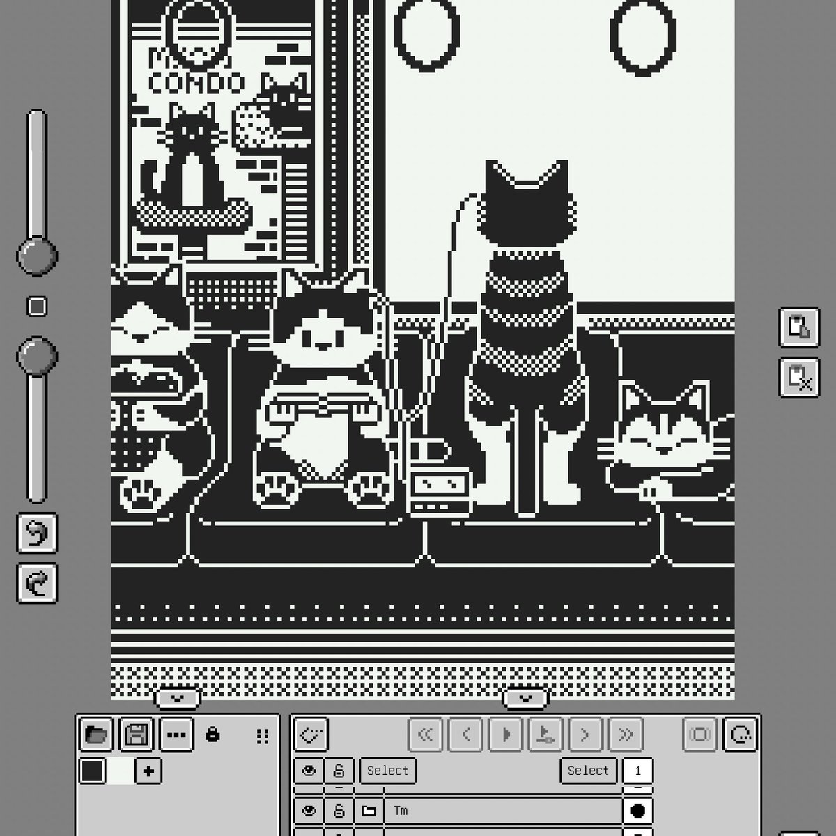 WIP next PIXELPURR 🖤🤍🐈‍⬛

Collab x <a href="/PWITHTHEONE/">P1</a> 

We unlisted and burn the old of this piece on Mallow, I am redrawing as pixel 1 Bid style, animate and mix with music by P1 again soon.

Hope my ETH collectors will love my Art 😺🙌❤️
