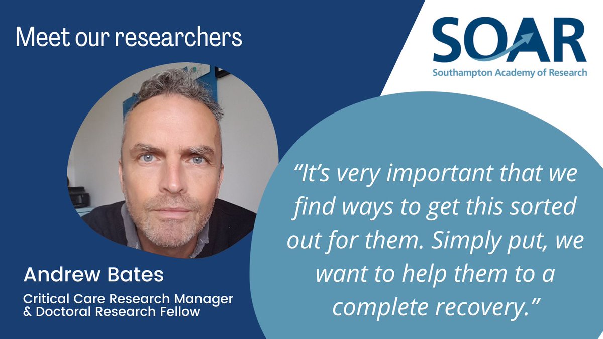 Around one in five of patients who leave intensive care have symptoms of post-traumatic stress disorder (PTSD). 🏥🛌 @AndyCBates is using his NIHR Clinical Doctoral Research Fellowship to see if a talking therapy can help these patients recover. 👇 soar-southampton.org/case-studies/a…