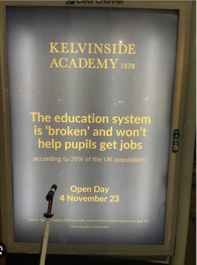 Sooooo!! You commission a survey where the majority of respondents disagree with the premise, and then decide to use that data as a reason for children to come to your school. Those who taught maths to the people that signed off on this advert have a lot to answer for.