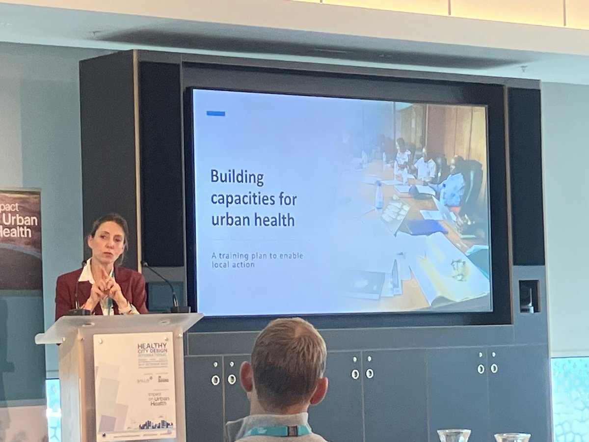 sallytheobald's tweet photo. Excellent talk by @NathalieRoebbel @HCDCongress on @WHO strategic guide for urban health - a systemic approach highlighting the importance of #healthequity. 4 key action areas:evidence, governance &amp; finance, partnership &amp; participation and innovation. Strengthening capacities https://t.co/uOkFUZOQDd