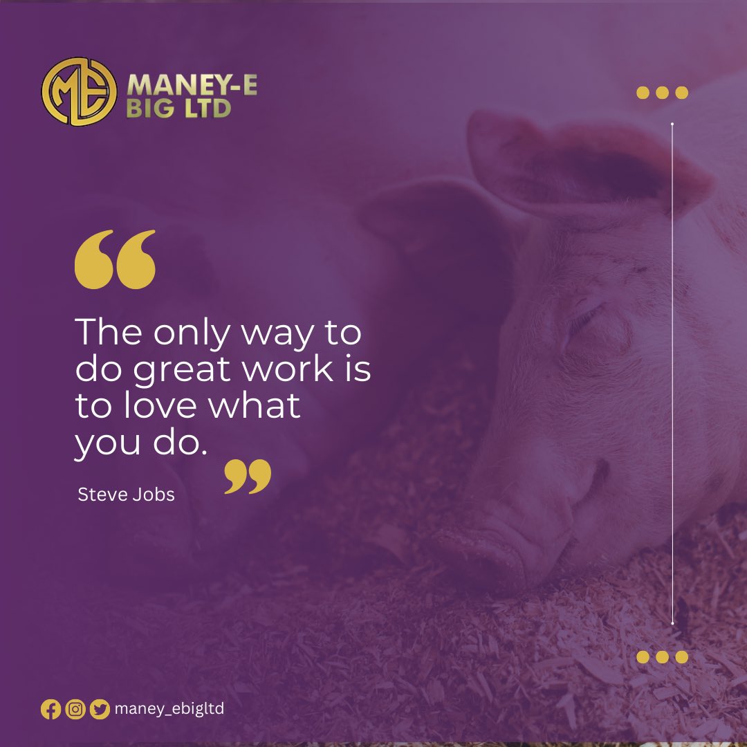 #mondaymotivation 
We are super proud of what we do <a href="/maney_ebigltd/">Maney-E Big Limited</a>, and this is reflected in our consistent delivery of valuable farm and manufacturing produce to our loyal customers over the years.

As you kickstart the new week, love what you do and see it grow immeasurably.