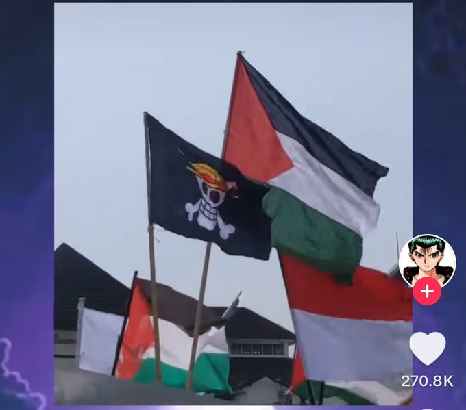 Per chi si stesse chiedendo cosa c'entra quella bandiera con un jolly Roger  tra le bandiere palestinesi<a href="/tag/hamas"class="tags"><span>#hamas</span></a><a href="/tag/israele"class="tags"><span>#israele</span></a>