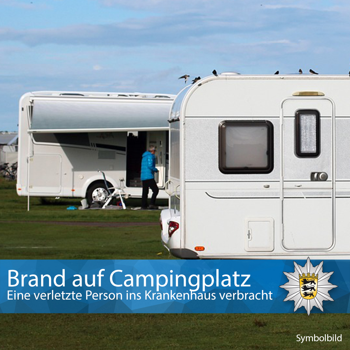 PolizeiPF's tweet photo. +++ Brand auf Campingplatz +++
#BadWildbad
#Calmbach
Am Samstag Nachmittag, gg. 14.45 Uhr, geriet ein Wohnwagen auf dem Campingplatz Rehmühle in Brand.
https://t.co/bMkhh2DDcG https://t.co/Qpcg8zEhWV