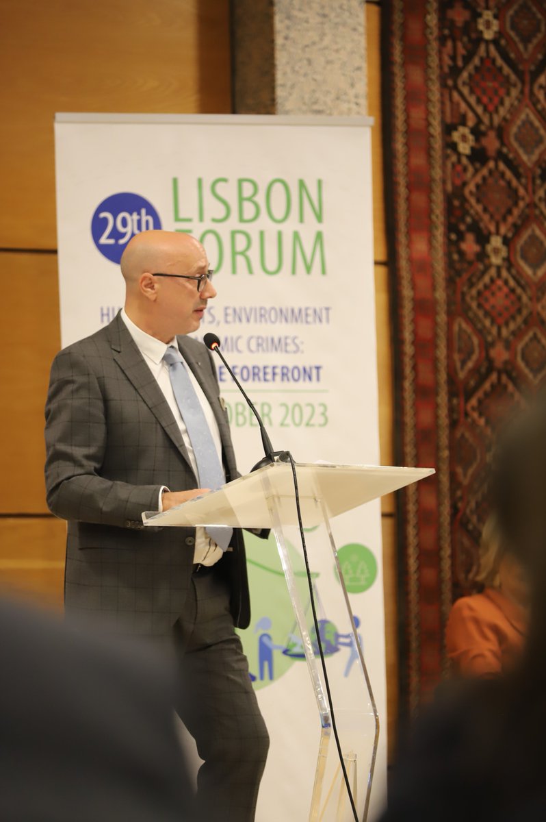 NSCentre's tweet photo. A.Campos sharing court cases of the @ECHR_CEDH concerning #humanrights, corruption + the environment: “Corruption can lead to many violations of human rights. The scourge of corruption is also a contributor to democratic erosion and the rule of law backsliding” #LisbonForum2023 https://t.co/70TTc45ZFn