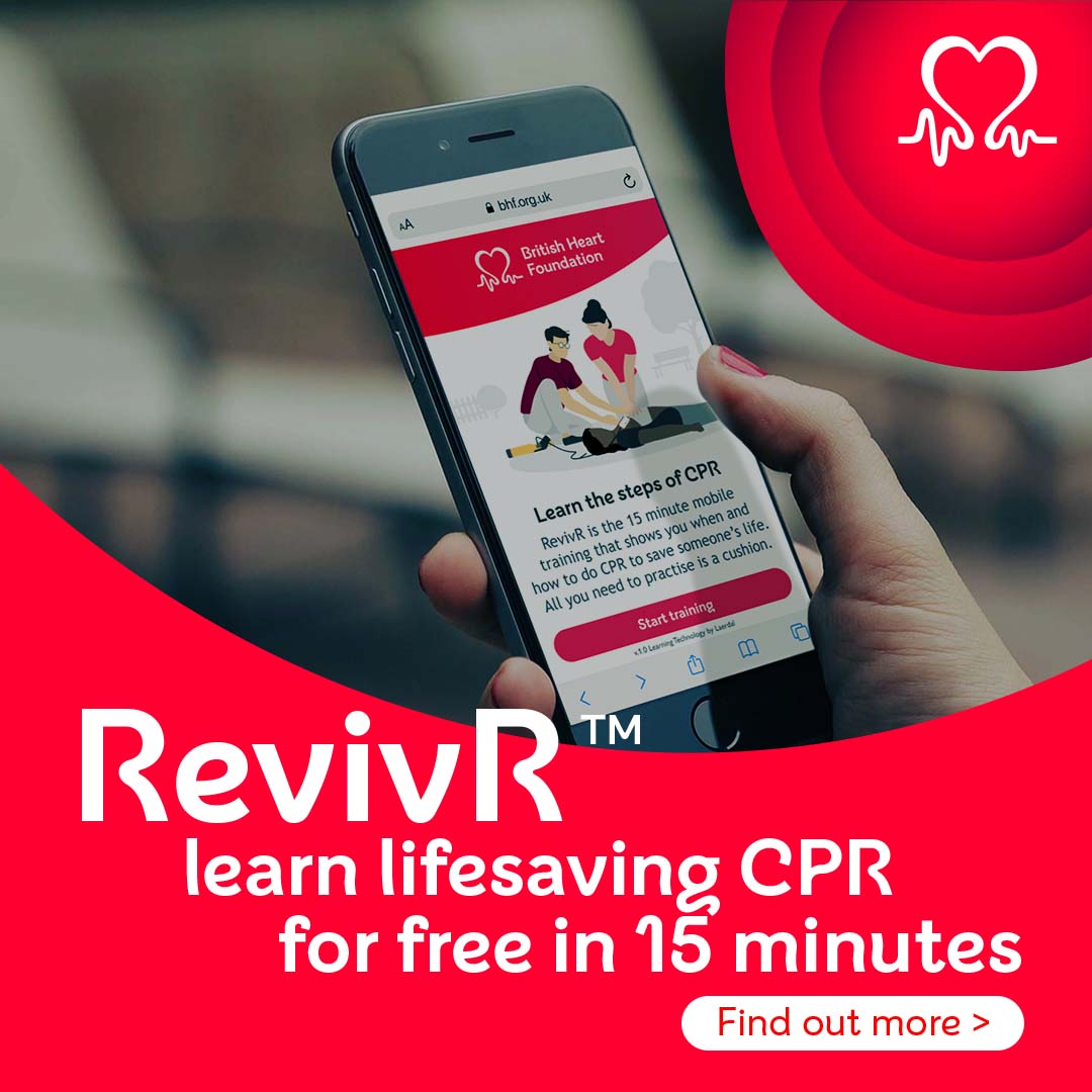 AngelaCMcCormac's tweet photo. Anyone can use a defibrillator – they tell you exactly what to do. Learn to do CPR and use a defibrillator in just 15 minutes with RevivR. It’s easy - all you need is your mobile and a cushion. Start your training to become a lifesaver. [https://t.co/6yDWq6Sr3O] #RestartAHeart https://t.co/4cbuFsERhE