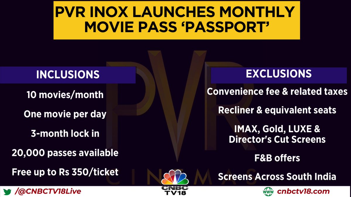 PVR INOX PASSPORT: Here are the inclusions and exclusions in the subscription pass

#PVRINOXPassport #PVR #PVRINOX #pvrcinemas