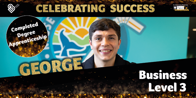 BoltonCollege's tweet photo. 🎉 Week 2 of #CollegeWeek2023
George, one of our former #business students, said:
"I progressed to a #DegreeApprenticeship in digital marketing; this meant all of my university fees were paid for and I earned a wage. I'm now a Service Desk Manager."
#LoveOurColleges @aoc_info https://t.co/MBxXUK8JIW