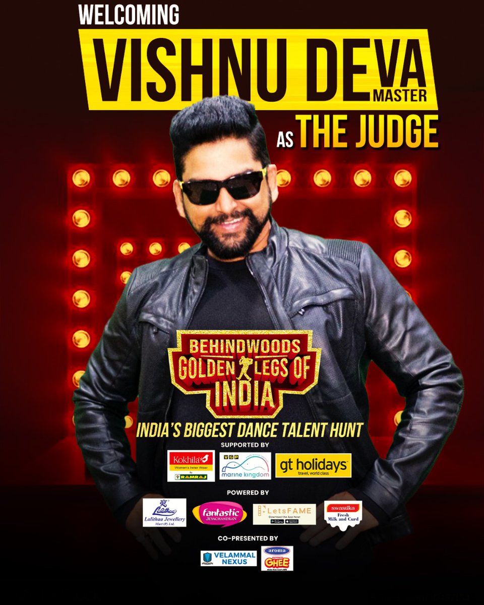behindwoods's tweet photo. Welcoming #VishnuDeva Master as The Judge of the Behindwoods Golden Legs of India 🤩🔥

Join The Greatest Of All Time @prabhudevaofficial At The Behindwoods Golden Legs of India🔥

Register now: https://t.co/AJA1sYGftp

@PDdancing #vishnudevaofficial https://t.co/q0Fe2dCnlC