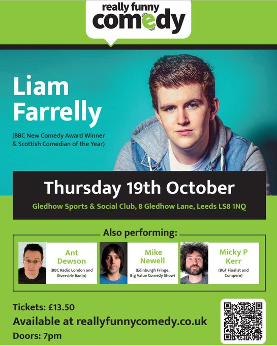 Gledhow Sports and Social Club (@andgledhow) on Twitter photo ๐LIVE COMEDY THIS THIRSDAY!๐คฃ
Another awesome line-up featuring:
๐<a href="/LiamFarrelly9/">Liam Farrelly</a>
๐<a href="/AntDewson/">Ant Dewson</a>
๐<a href="/MrMikeNewall/">Mike Newall</a>
๐บWith your host <a href="/MickyPKerr/">Micky P Kerr</a>!๐ธ
๐๏ธTickets go quick so get a move on! reallyfunnycomedy.co.uk/home
#Leeds #standup <a href="/R_F_Comedy/">Really Funny Comedy</a> #Thursday #comedy ๐LIVE COMEDY THIS THIRSDAY!๐คฃ
Another awesome line-up featuring:
๐<a href="/LiamFarrelly9/">Liam Farrelly</a>
๐<a href="/AntDewson/">Ant Dewson</a>
๐<a href="/MrMikeNewall/">Mike Newall</a>
๐บWith your host <a href="/MickyPKerr/">Micky P Kerr</a>!๐ธ
๐๏ธTickets go quick so get a move on! reallyfunnycomedy.co.uk/home
#Leeds #standup <a href="/R_F_Comedy/">Really Funny Comedy</a> #Thursday #comedy