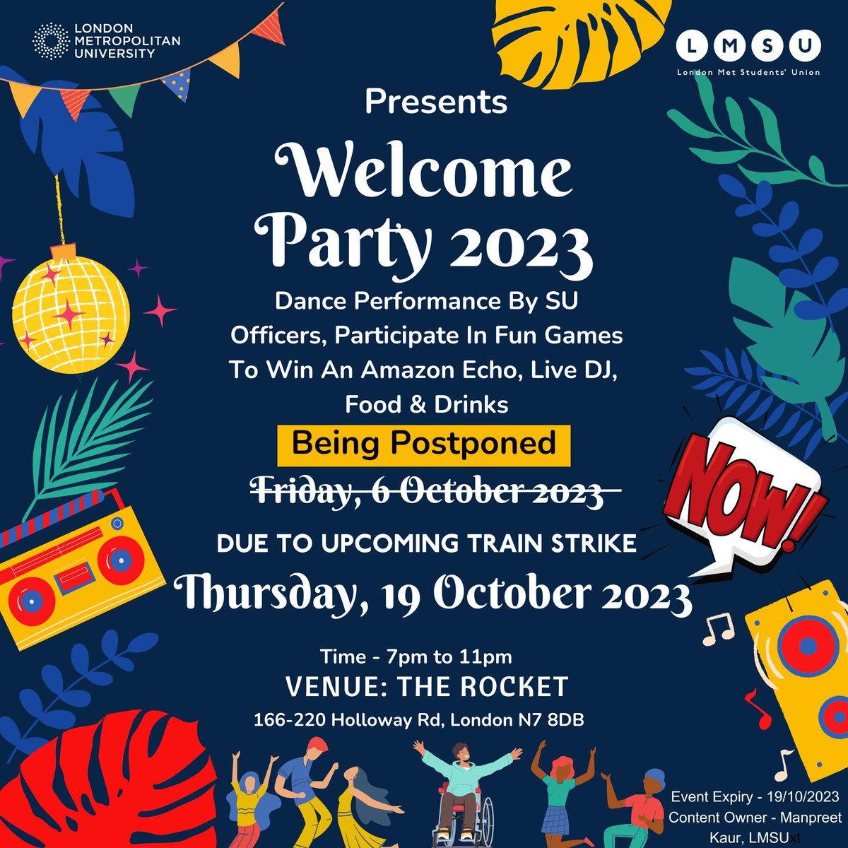We are bringing the most Epic Welcome Party you have ever seen to all the new and returning students. Join us for a night of music, dancing, and fabulous prizes!! This is your chance to meet fellow students, make new friends, immerse yourself in London Met Vibe, and have fun.💃🎊